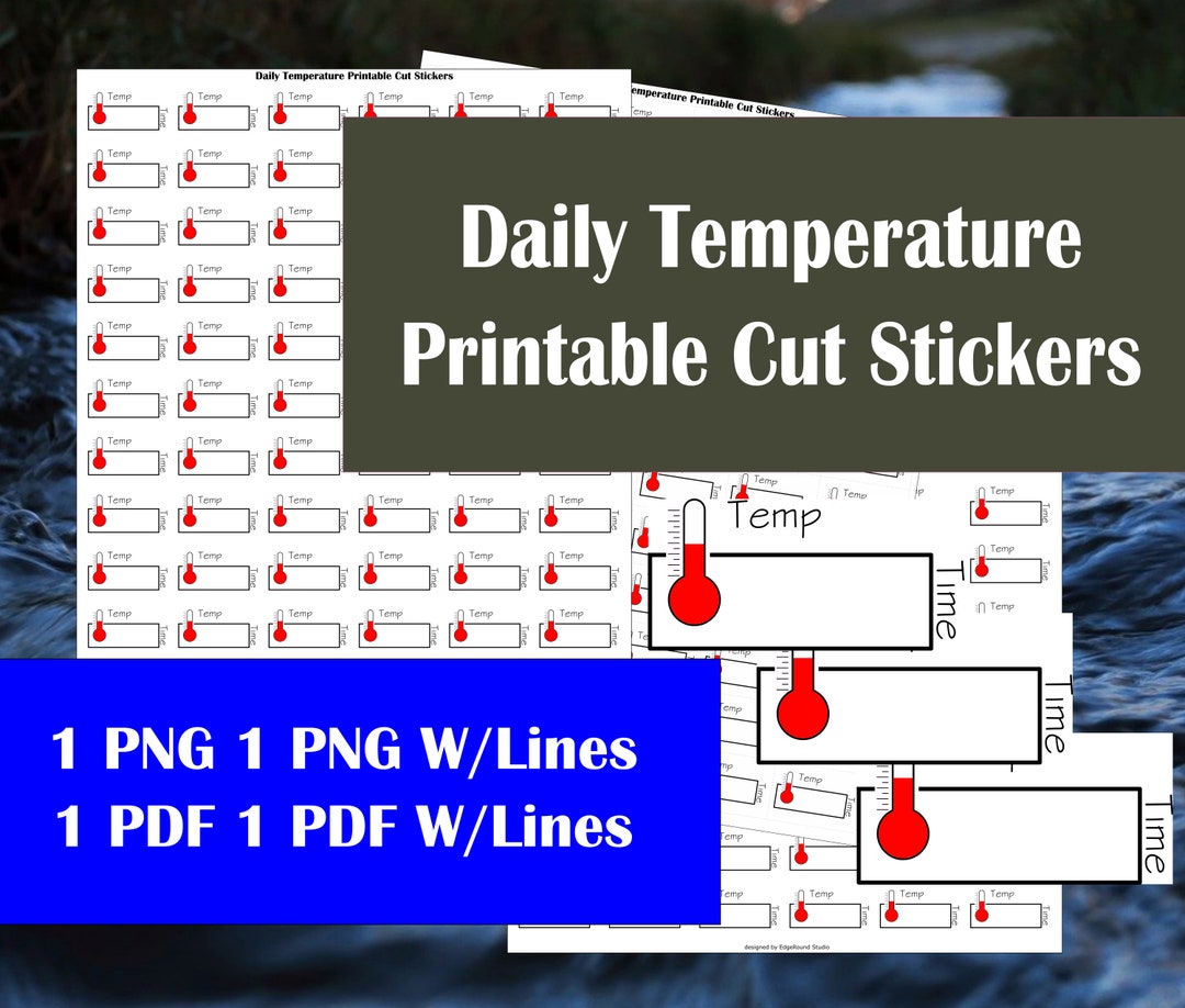 Temperature Monitor Sticker Daily Printable Temperature Tracker Stickers, Thermometer Reminder ...