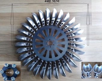 Roue de turbine Pelton 165 mm 6,50 11 cuillères pour micro projet hydroélectrique (non assemblée) - France