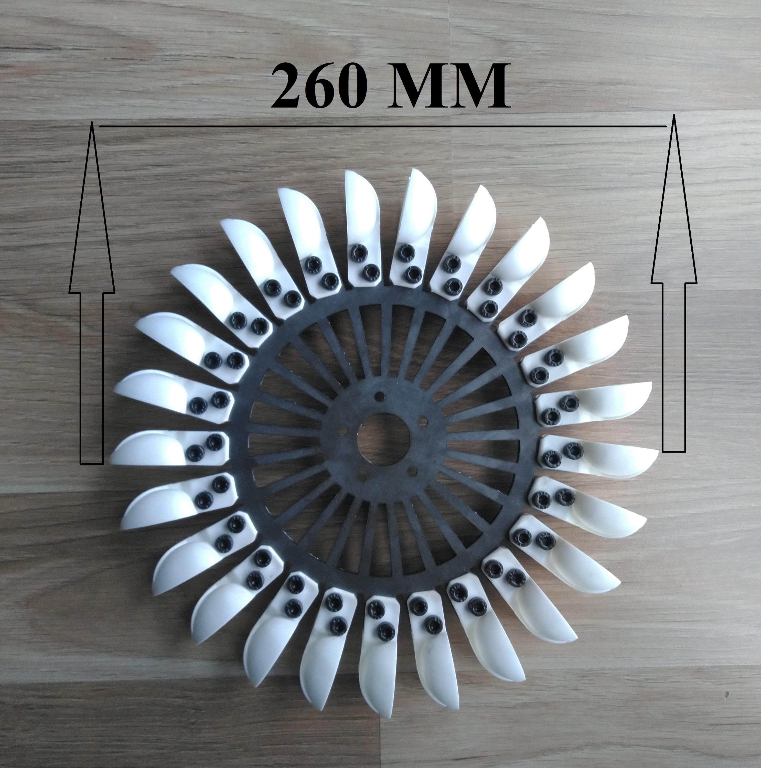 Roue Pelton 260 Mm – 25 Cuillers – Pour Micro-hydroélectricité – PWTP260-01