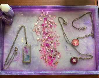 Purple and Pink Resin Jewelry Tray