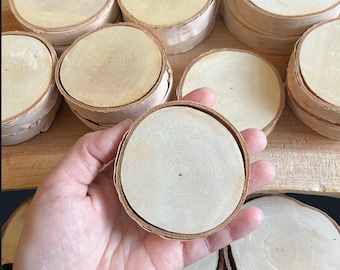 Birch wood coasters, slices of sanded wood, wooden cookies for crafts