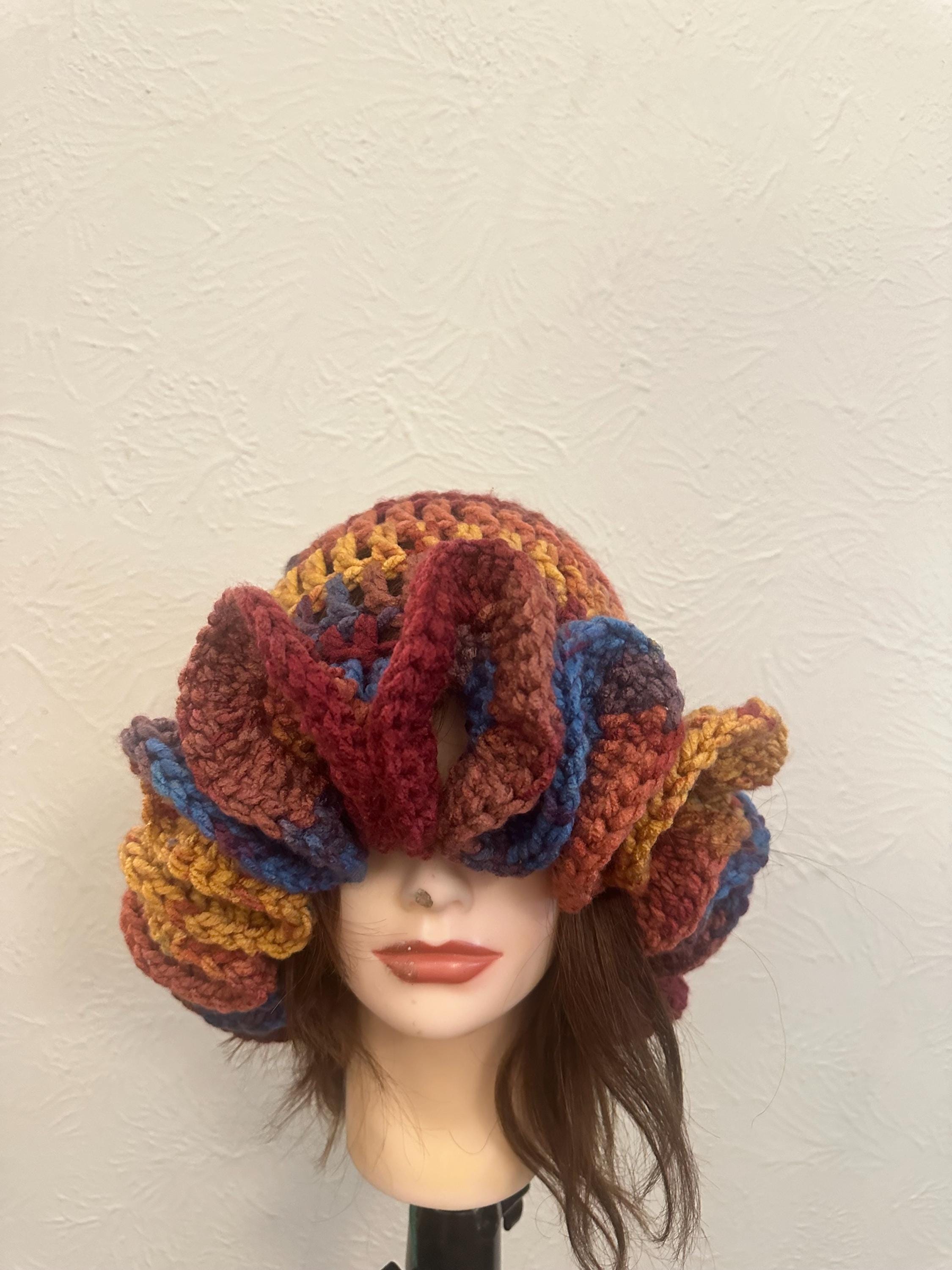 Multi Color Crochet Ruffle Hat - Etsy display picture 3