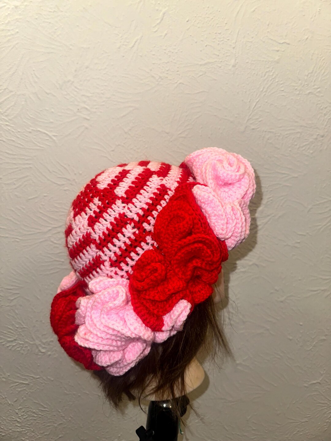 Hat Ruffles Red Pink & Red Dramac Ruffle Hat - Etsy