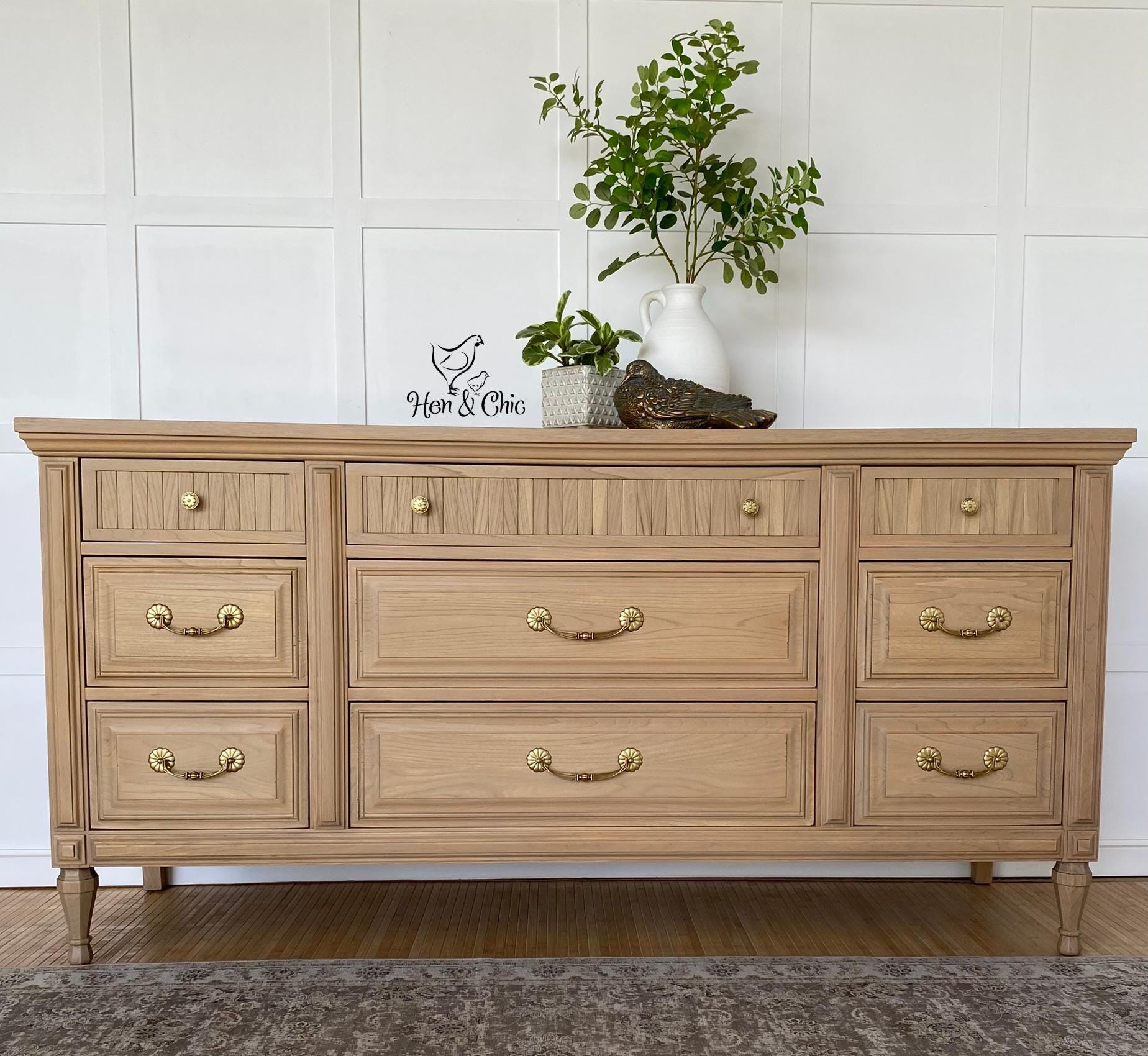 Refinished Vintage 9-drawer Dresser: Malcolm Solid Wood, Brass Hardware -  Etsy