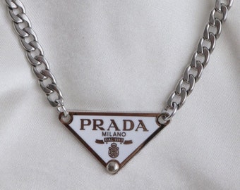 White Prada Repurposed Necklace - Etsy
