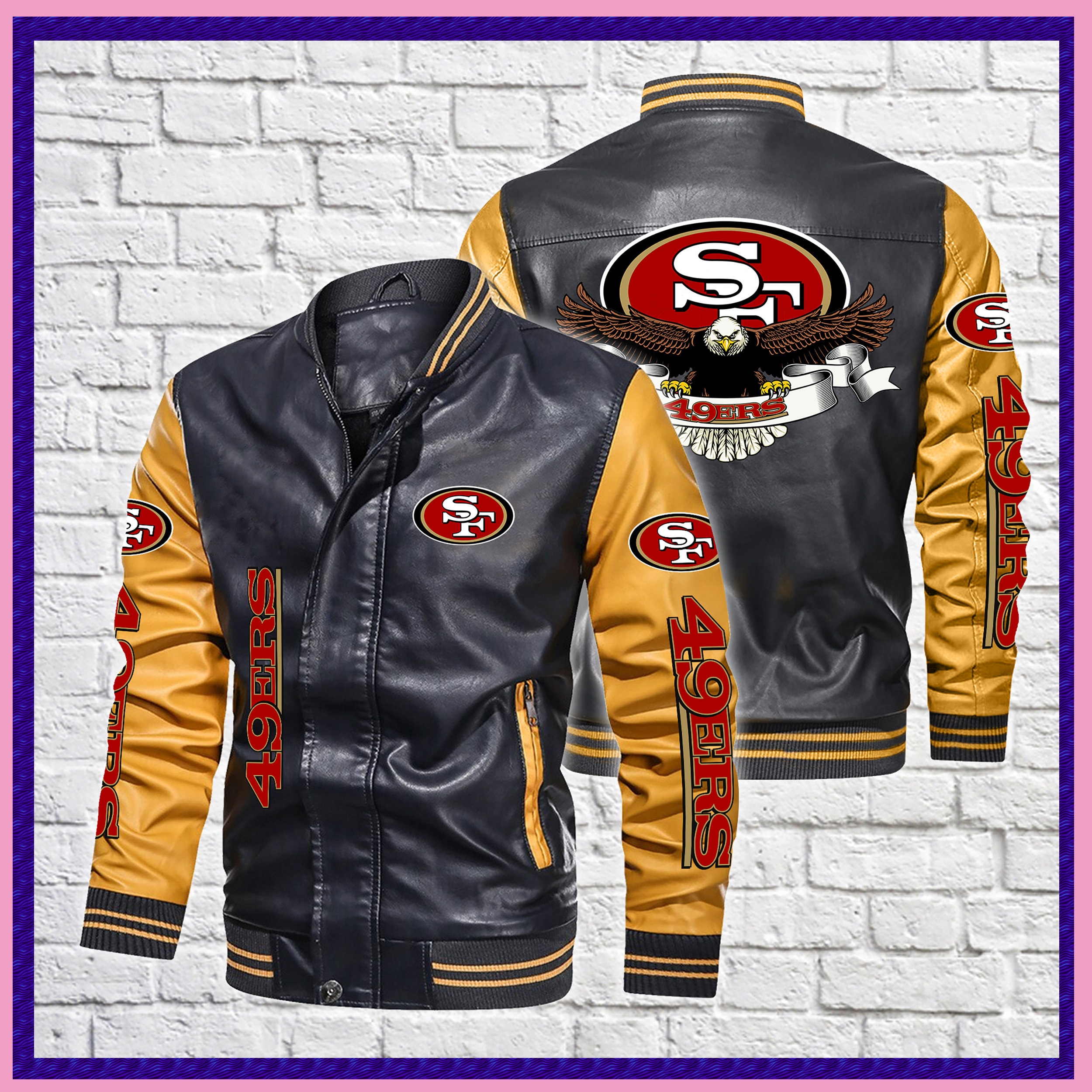 San Francisco 49ers NFL Leather Bomber Jacket Ravens 001 | Etsy