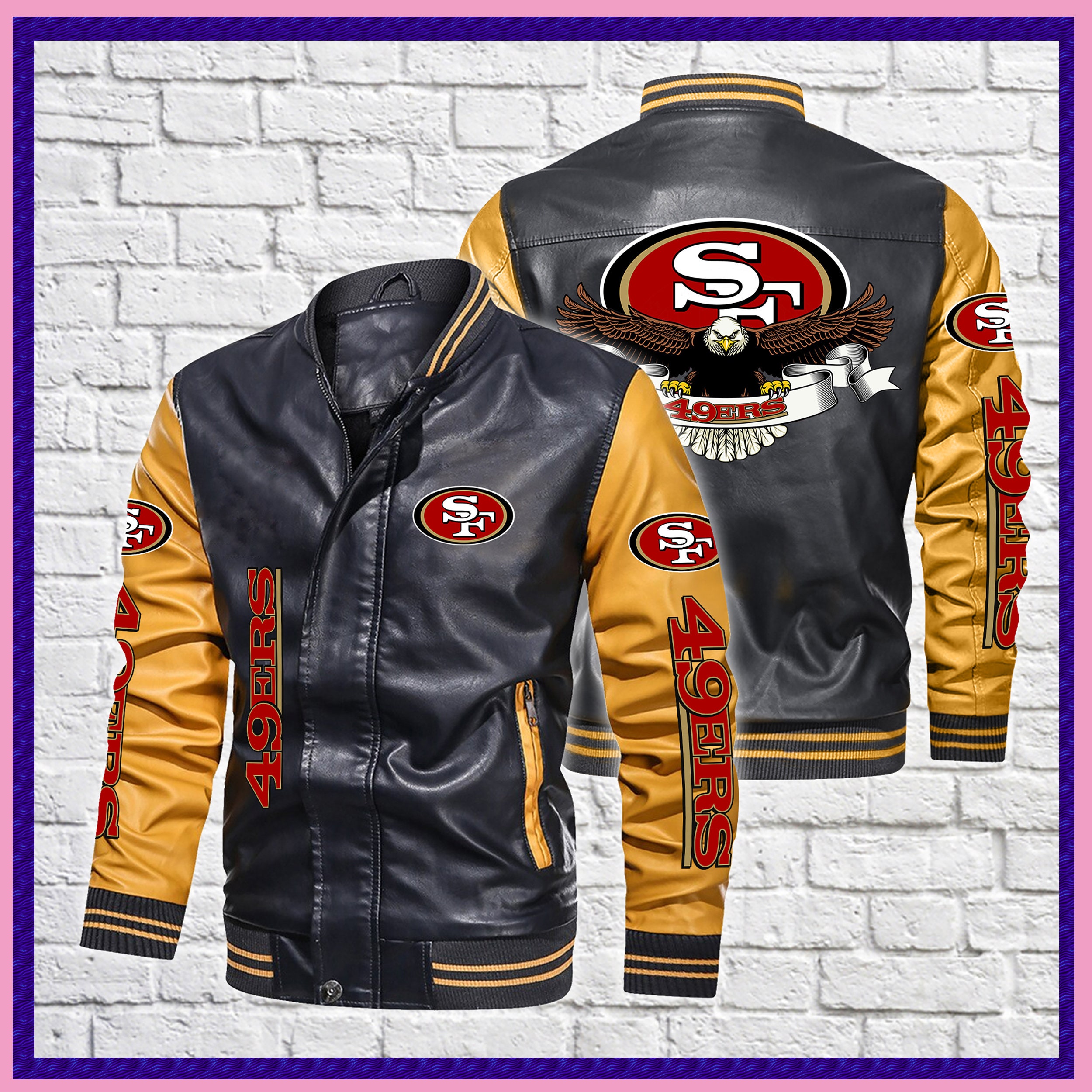 San Francisco 49ers NFL Leather Bomber Jacket Ravens 001 Etsy