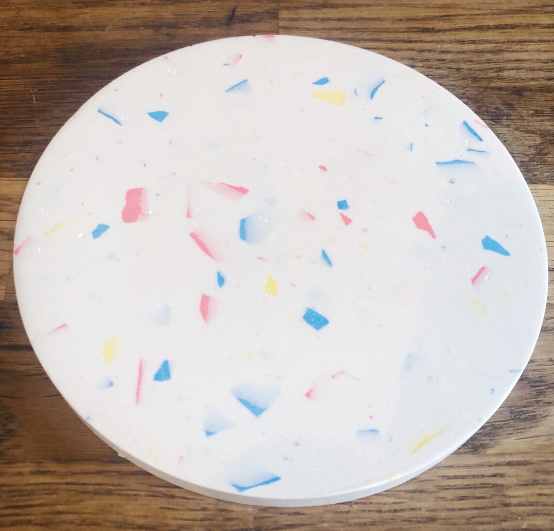 Large bright Jesmonite terrazzo coaster Etsy