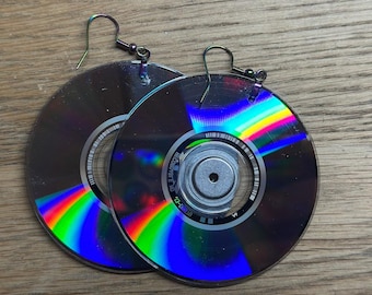 Retro MiniDisc earrings - Handmade, Original Steampunk Unusual Cyberspace Computer Science Geek Jewelry, Upcycling, EDM, Music Lover Gift