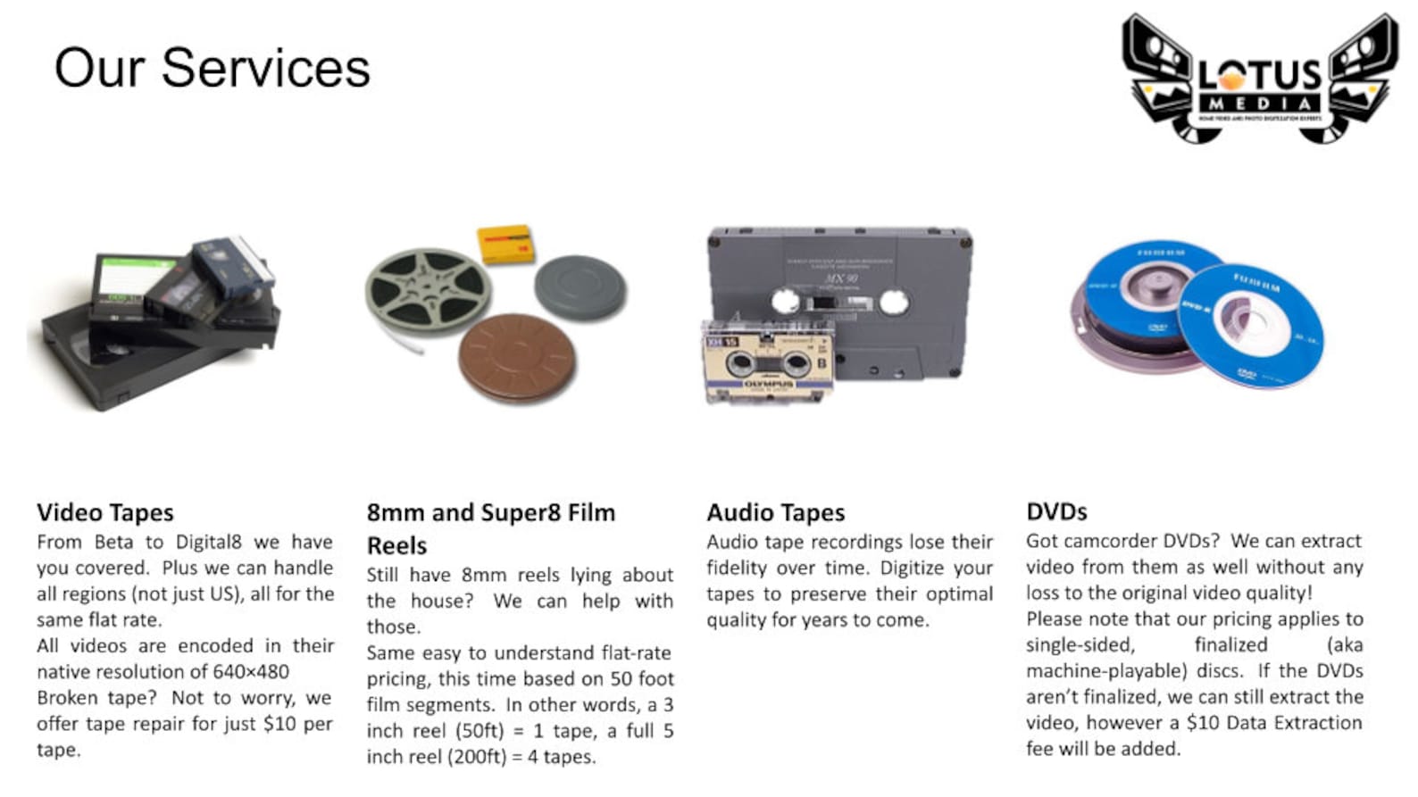 Video8, Hi8, Digital8, 8mm Video Tape Transfer Service, Digitization to