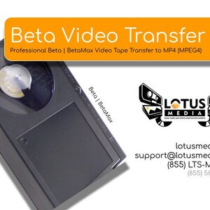 Beta, BetaMax Video Tape Transfer Service, Digitization to Digital MP4 (MPEG4) file