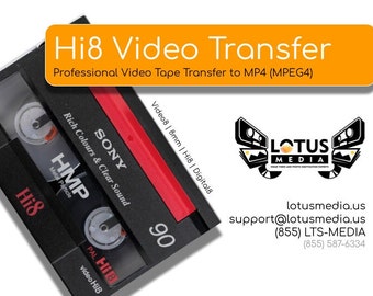 Video8, Hi8, Digital8, servicio de transferencia de cintas de vídeo de 8 mm, digitalización a archivo digital MP4 (MPEG4)