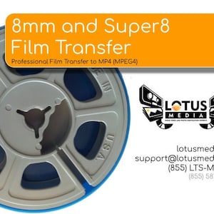 8mm, Super8 Film (3-inch reel, 50ft of film) Transfer Service, Digitization to Digital MP4 (MPEG4) file