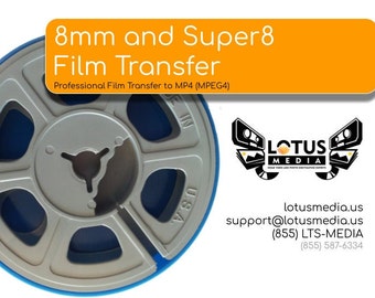 8mm, Super8 Film (3-inch reel, 50ft of film) Transfer Service, Digitization to Digital MP4 (MPEG4) file