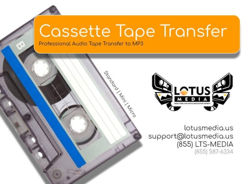 Cassette Tape (Audio Tape) Transfer Service, Digitization to Digital MP3 file image 1