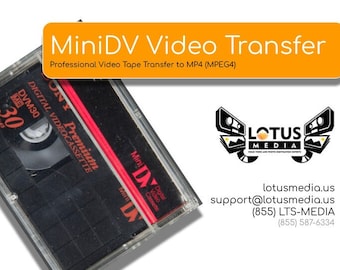 MiniDV (Mini DV) Video Tape Transfer Service, Digitization to Digital MP4 (MPEG4) file