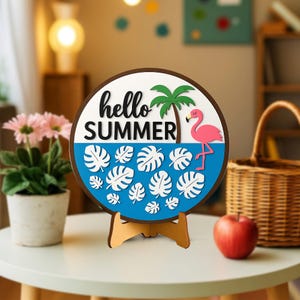 Hello Summer Snail and Mushroom Sign, Cute Woodland Theme Door Hanger, Whimsical Forest Summer Decor, Kids Room Wall Art