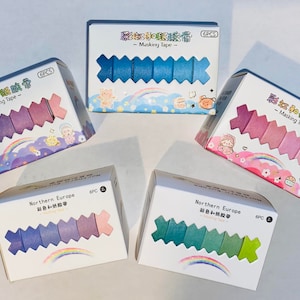 6 PC Solid Color Theory Washi Tape Sets - purple, pink, green, blue, variation, tones, fade, starter washi
