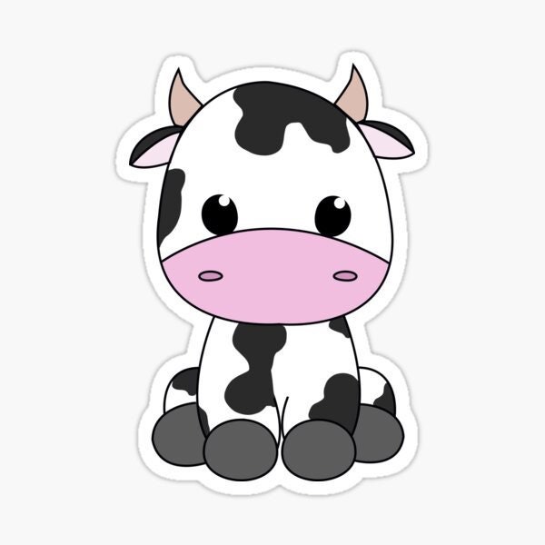 Cute cow & cow print heart sticker Etsy
