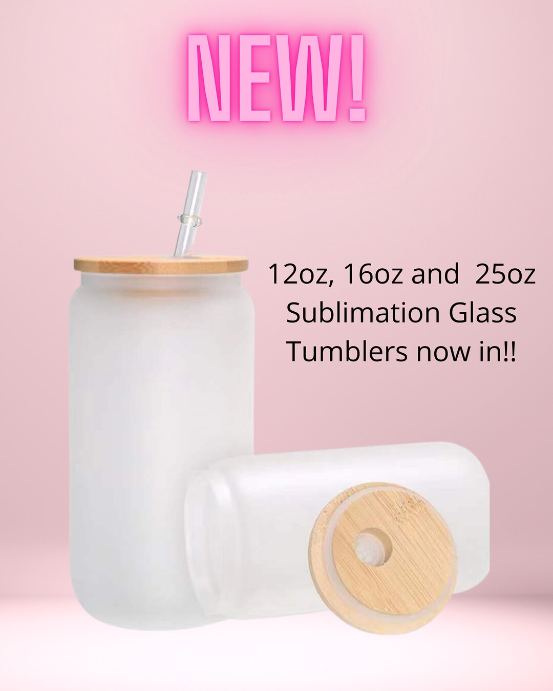 12oz 16oz and 25oz Frosted and Unfrosted Glass Sublimation Etsy