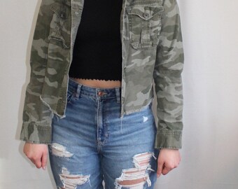 cropped army fatigue jacket