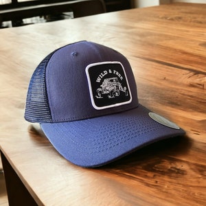 UTV Trucker Hat With Wild And Free Patch Grey on Black Mesh