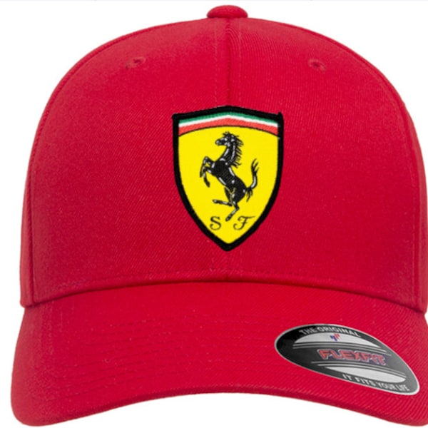 Ferrari Flexfit Hat with Offical Ferrari Woven Patch Badge