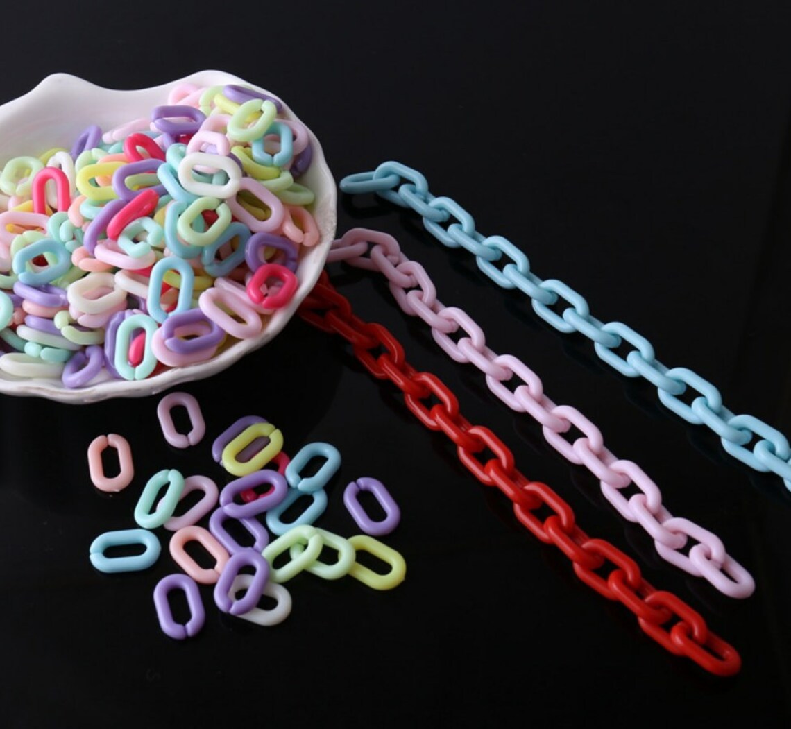 100pcs/acrylic chain link/914mm color acrylic chain/DIY Etsy