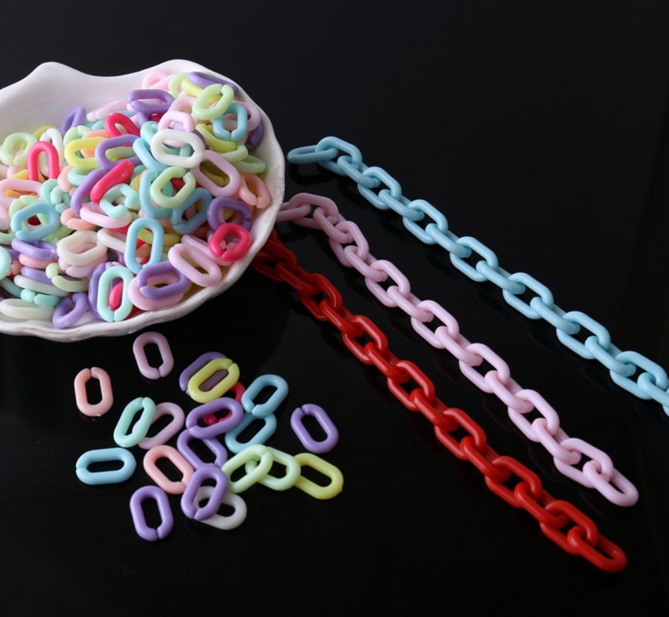 100pcs/acrylic chain link/914mm color acrylic chain/DIY Etsy