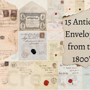 Antike 1800 Umschläge, sofortiger digitaler Download, druckbare faltbare alte Umschläge für Junk Journals, Junk Journaling, Vintage Crafting