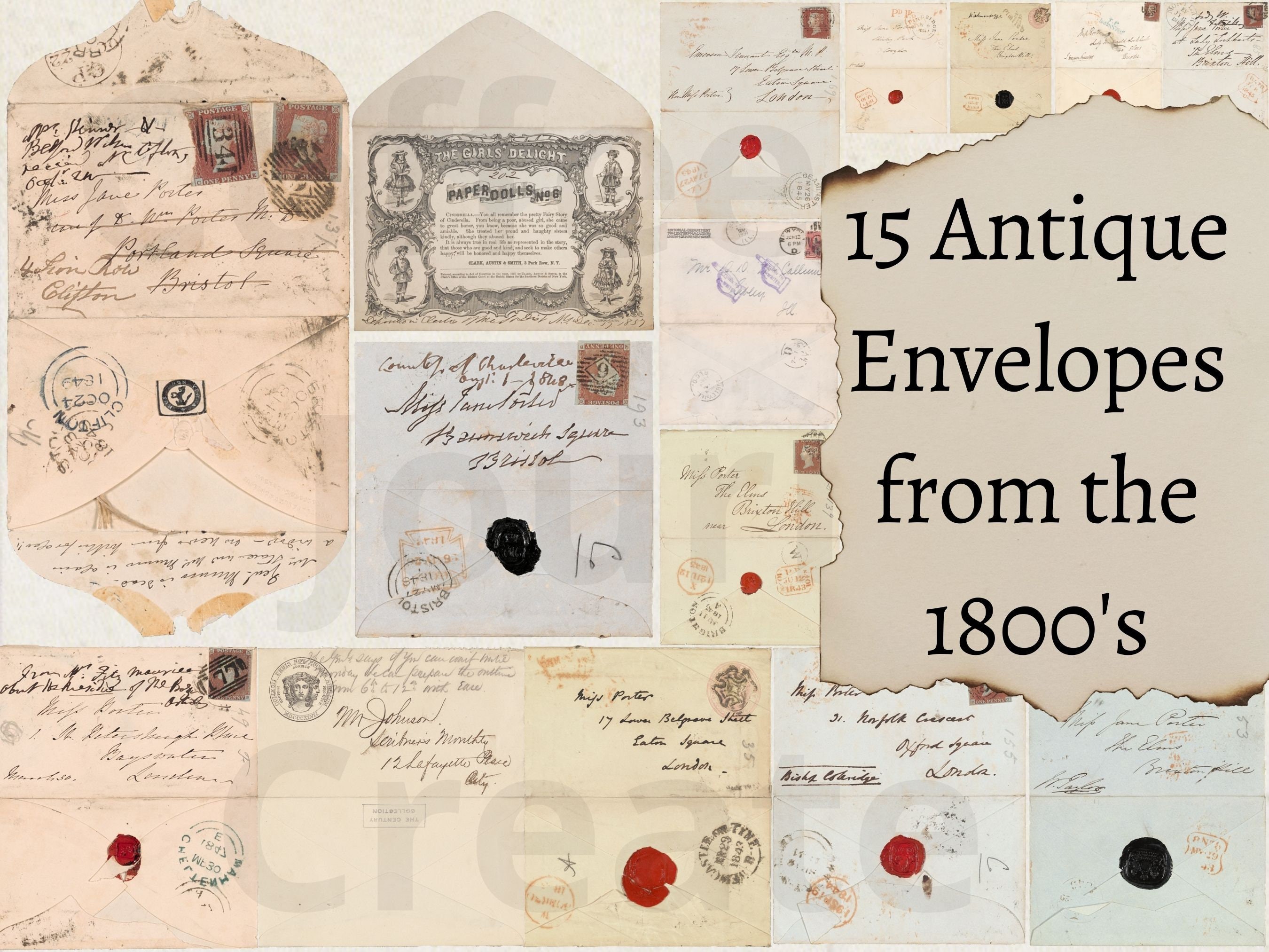 【Pack 48 】Vintage Envelopes - Vintage Style Envelopes - Classic Aged Envelopes in 6 Unique Designs - Old Looking Envelopes- Antique Style