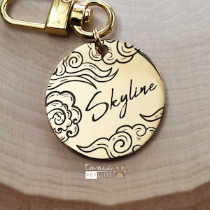 Personalized Dog ID Tag | Engraved Pet Tag | Japan Clouds Pet Tag | Dog Tag | Cat Tag | Landmarks Tag | Personalized Dog Tag