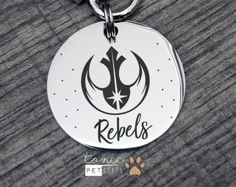 Rebels Space Engraved Metal Pet Tag | Pop Culture Pet Tag | Dog Tag | Space Wars Cat Tag | Cute Cat Tag | Planet Tag | Personalized Dog Tag