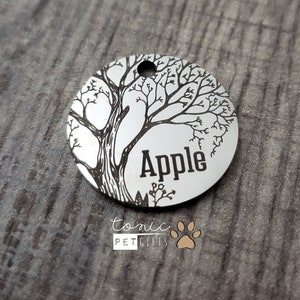 Custom Engraved Metal Pet Tag | Apple Tree Pet Tag | Dog Tag | Outdoor Cat Tag | Mountain Cat Tag | Personalized Dog Tag