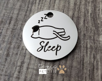 Lazy Cat Personalized Pet Tag | Funny Sleepy Cat Pet Tag | Dog Tag | Rock Cat Tag | Cute Cat Tag | Camping Tag | Personalized Cat Tag