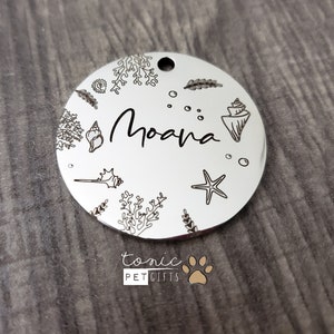 Ocean Custom Engraved Metal Pet Tag | Water Pet Tag | Moana Dog Tag |  Cute Cat Tag | Mountain Tag | Personalized Dog Tag