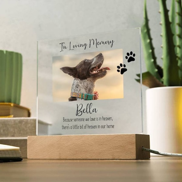 Pet Memorial Gift, Pet Memorial Keepsake, Pet Bereavement Gift, Dog Cat Loss Sympathy Gift, Acrylic Wood Stand