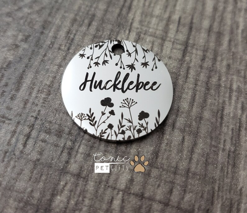 floral dog tag