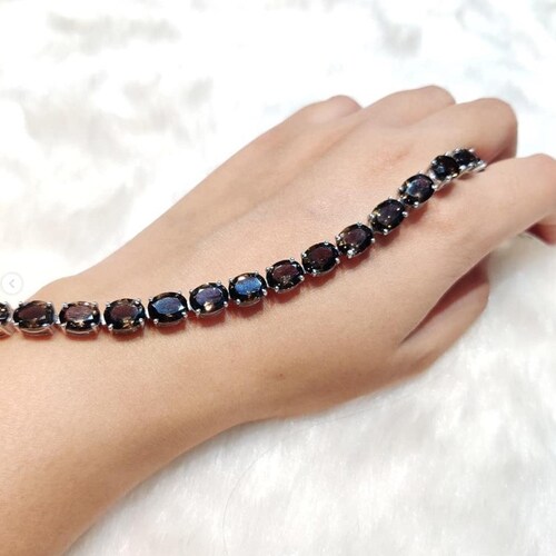 Shops Natural Smoky Quartz Bracelet, 925 Silver Gems Tennis Bracelet, Quartz Jewelry, June Birthstone, Gemstone Bracelet, Gift For Her Bracelet