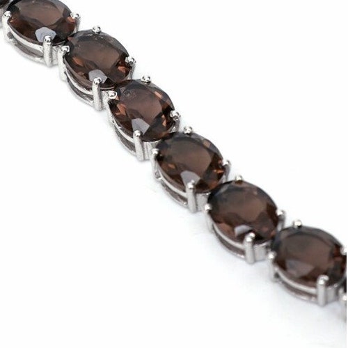 Shops Natural Smoky Quartz Bracelet, 925 Silver Gems Tennis Bracelet, Quartz Jewelry, June Birthstone, Gemstone Bracelet, Gift For Her Bracelet