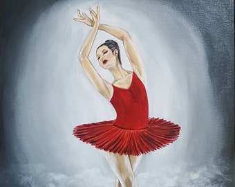 Acrylic painting , Ballerina painting on canvas , original painting , girl art wall , female art, ballet dancer artwall , gift
