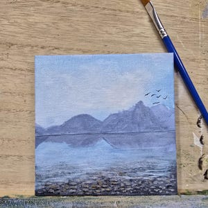Mini painting , Landscape acrylic on canvas , original art wall, nature mini canvas art , art work , scenery painting
