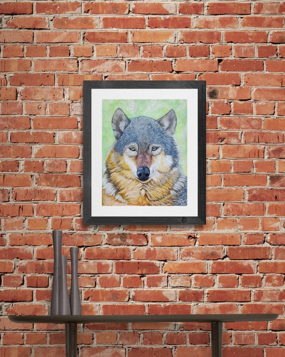 Acrylic Painting , Wolf Original Painting , Animal Painting on Canvas , 16  X 20 Canvas Art Wall , Wolf Face Painting 