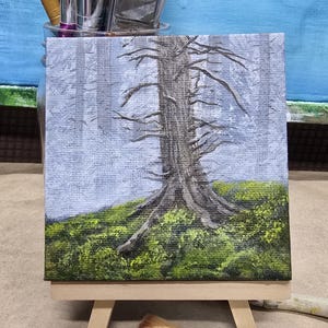 Mini painting , Landscape acrylic on canvas , original art wall, nature mini canvas art , art work , scenery painting , forest