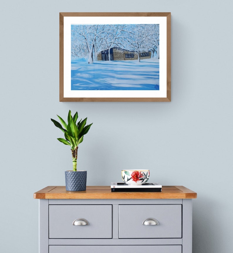 Original Snowy Cabin Acrylic Painting, Winter Landscape Art (18x24) - Etsy