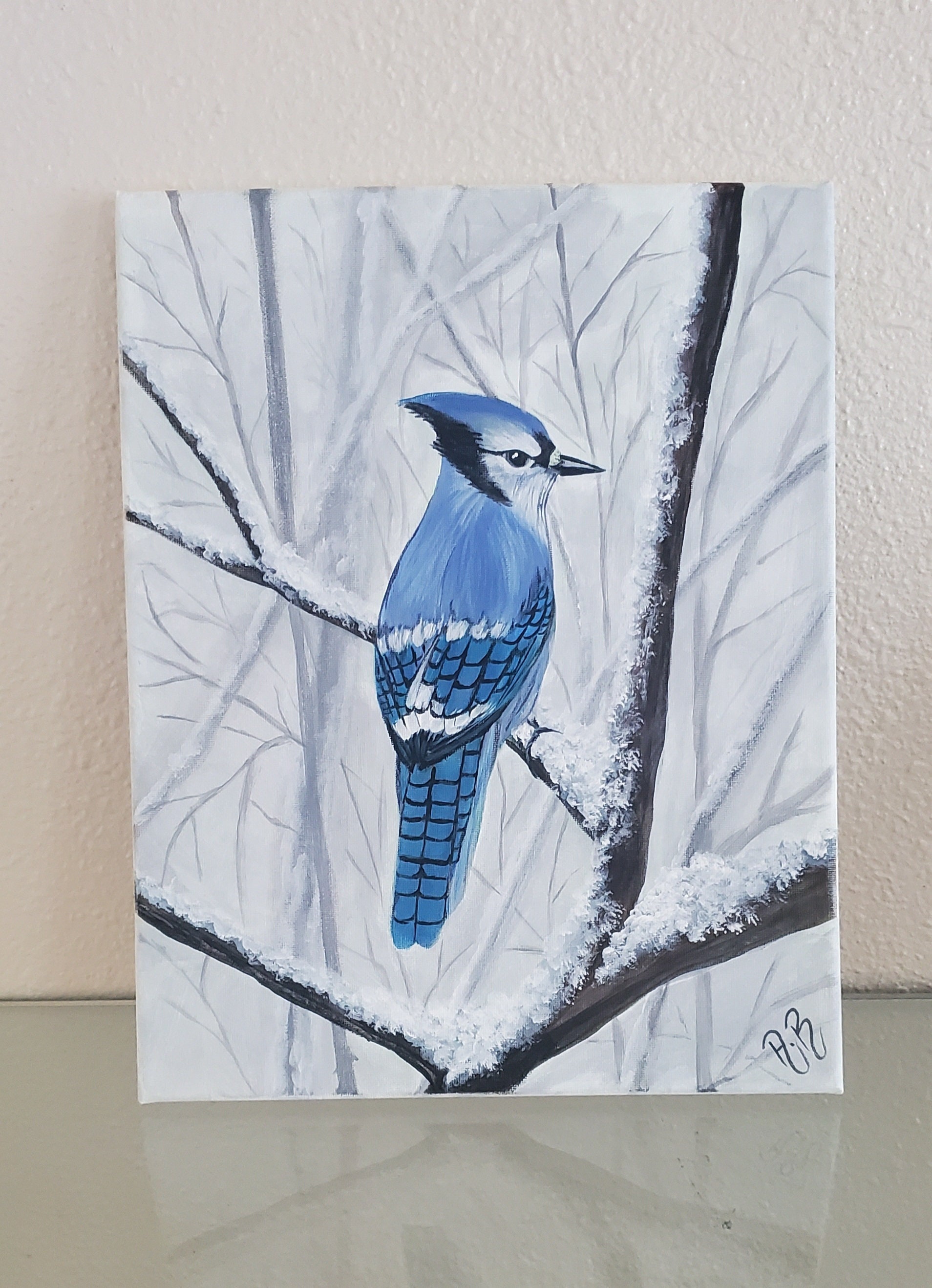 Acrylic Painting . Original Canvas Art Blue Bird Painting - Etsy