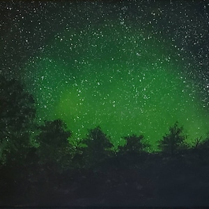 Acrylic painting , landscape original painting , starry night canvas painting , art wall , nature painting , scenery art work , night