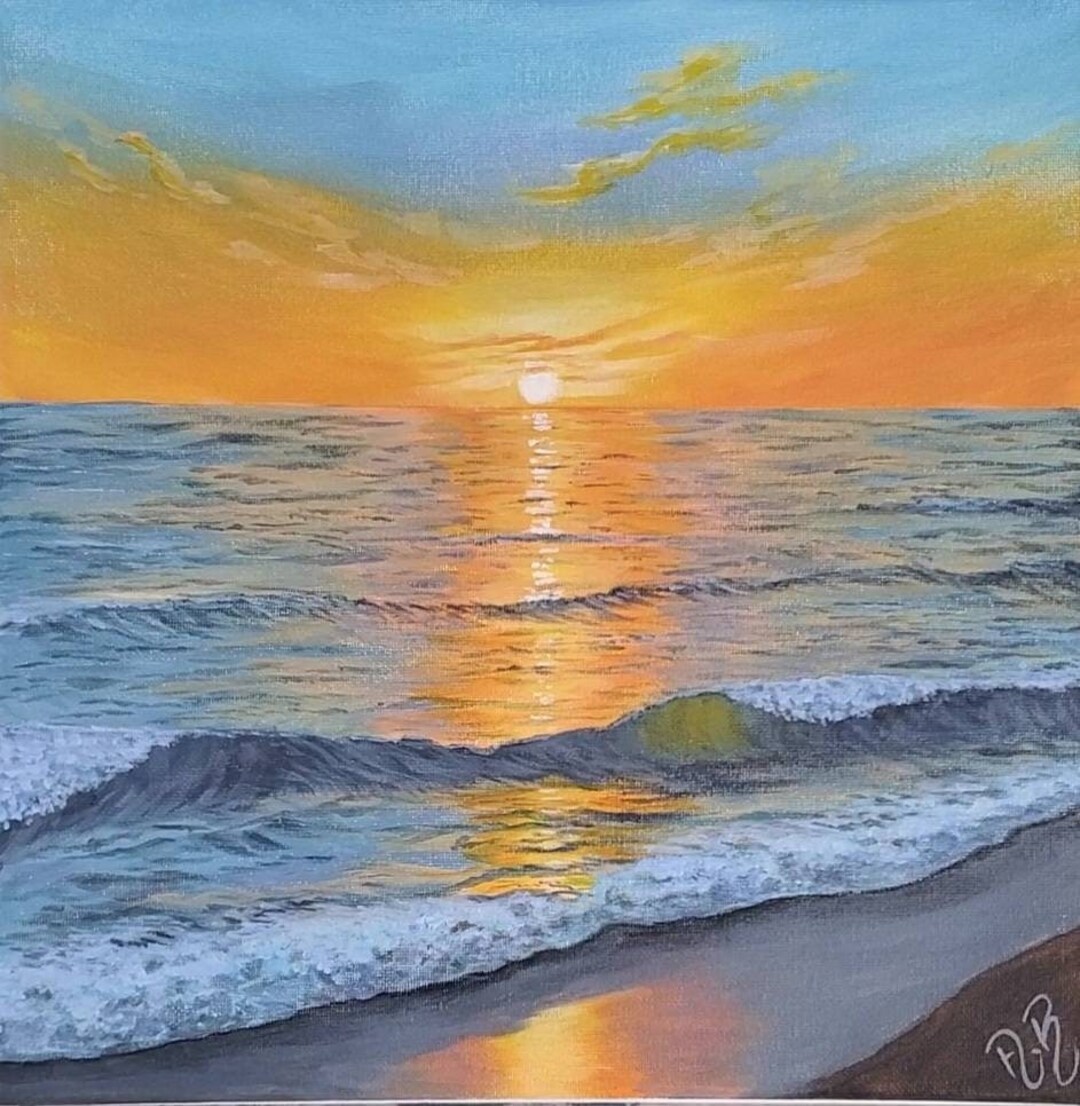 Acrylic Sunset Painting Beach Original Painting Painting Etsy