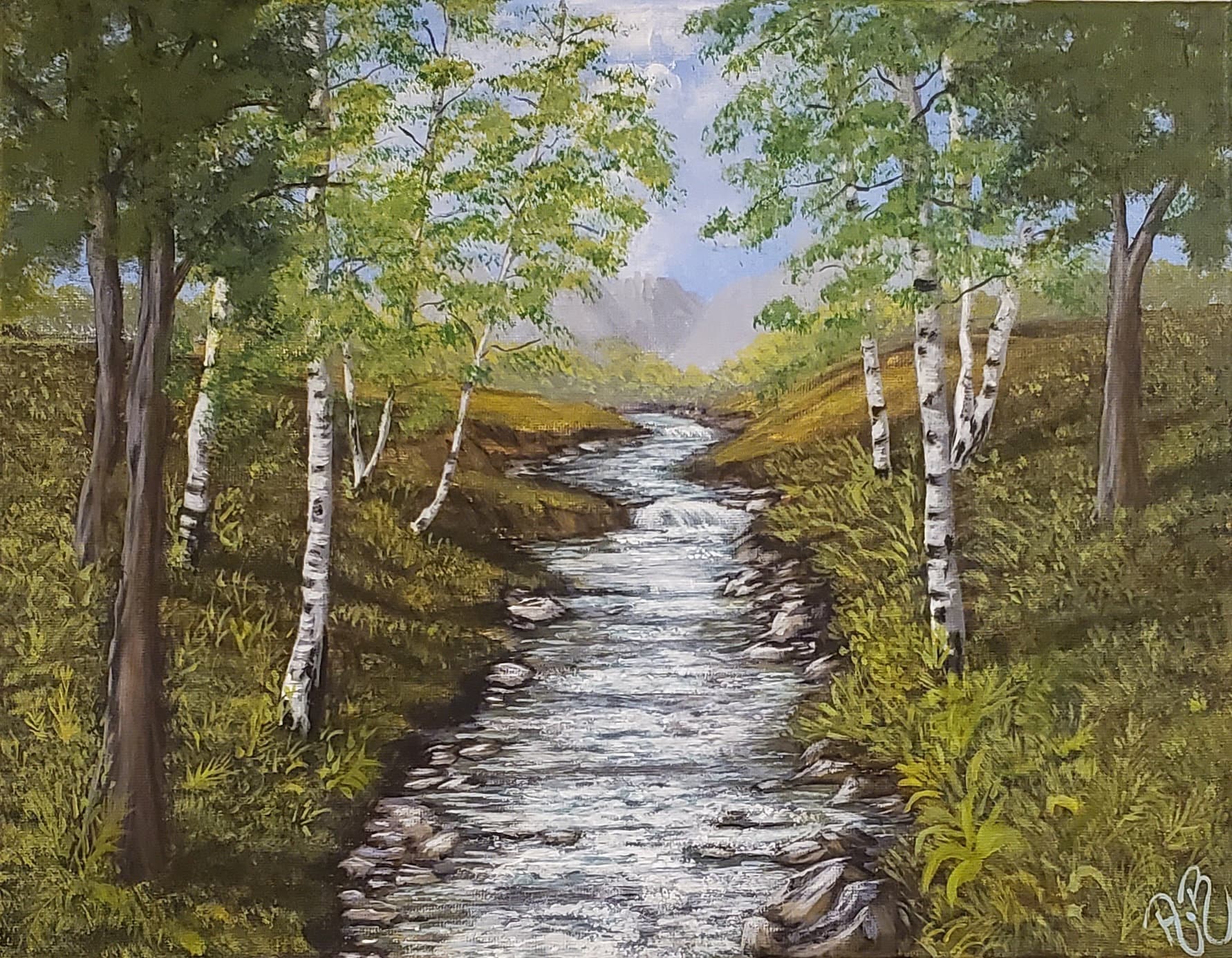 Acrylic Landscape Painting , Birch Trees Painting on Canvas , Forest ...