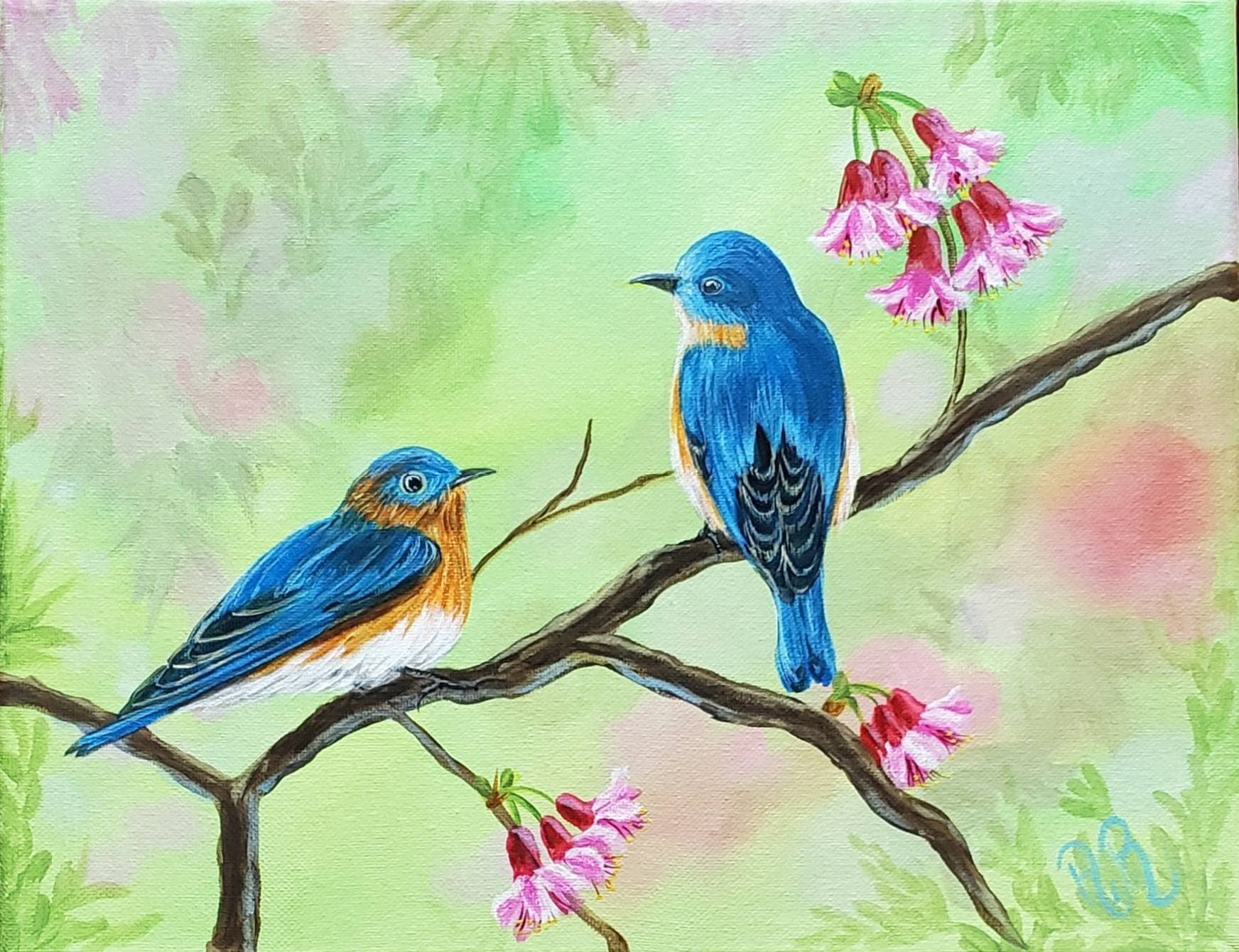 LIUWW Decorazioni per la casa-Uccello Martin Pescatore Bluebird- Pittura  Digitale per Adulti Principiante Pittura a Olio Digitale Fai-da-Te con